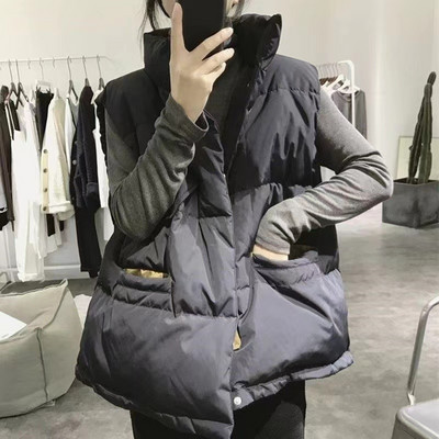 2022. gada rudens ziemas brīvas veste sievietēm, kokvilnas pufs, cieta bezpiedurkņu parka jaka sievietēm, ikdienišķa apkakle, silta, liela izmēra veste