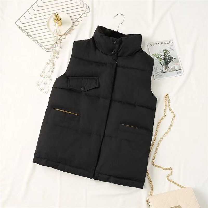 2022. gada rudens ziemas brīvas veste sievietēm, kokvilnas pufs, cieta bezpiedurkņu parka jaka sievietēm, ikdienišķa apkakle, silta, liela izmēra veste