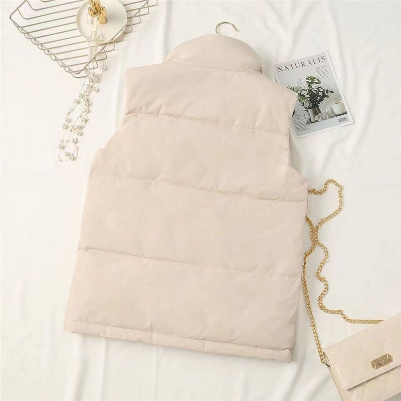 2022. gada rudens ziemas brīvas veste sievietēm, kokvilnas pufs, cieta bezpiedurkņu parka jaka sievietēm, ikdienišķa apkakle, silta, liela izmēra veste