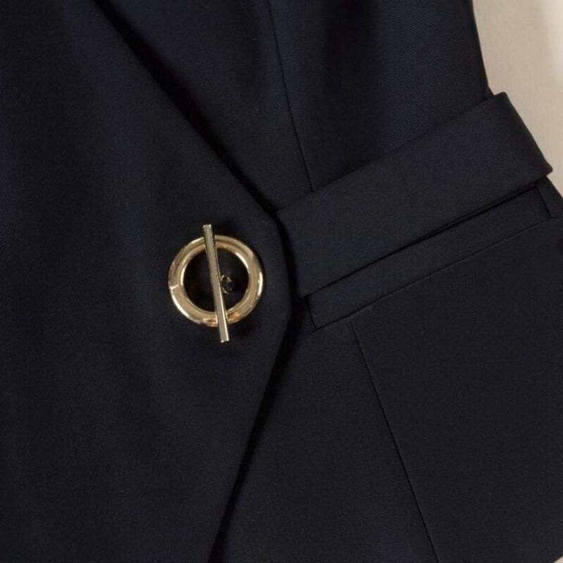 Kiváló minőségű Naviu felsők Üzleti női mellény Munkaruházat Egyenruha Vékony V nyakú fém gombok Hivatalos irodai női interjúkabát