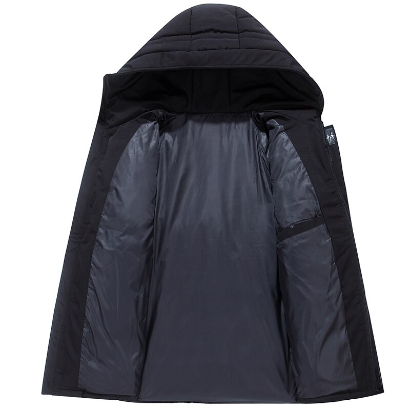 Vīriešu ziemas dūnu jaka Modes ielas apģērbs Garš parka mētelis vēja necaurlaidīgs biezs silts balts pīļu dūnu pildījums vīriešu dūnu virsdrēbes