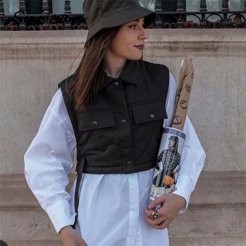 Gaono sieviešu veste vienkrāsains bez piedurknēm, pogāms, apgriezts, armijas zaļš/ melns/ brūns/ vīna sarkans