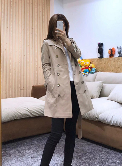 Pavasara un rudens korejiešu sieviešu gara vējjaka ar divrindu vējjaku ar sieviešu mēteli Ikdienas brīvs mētelis