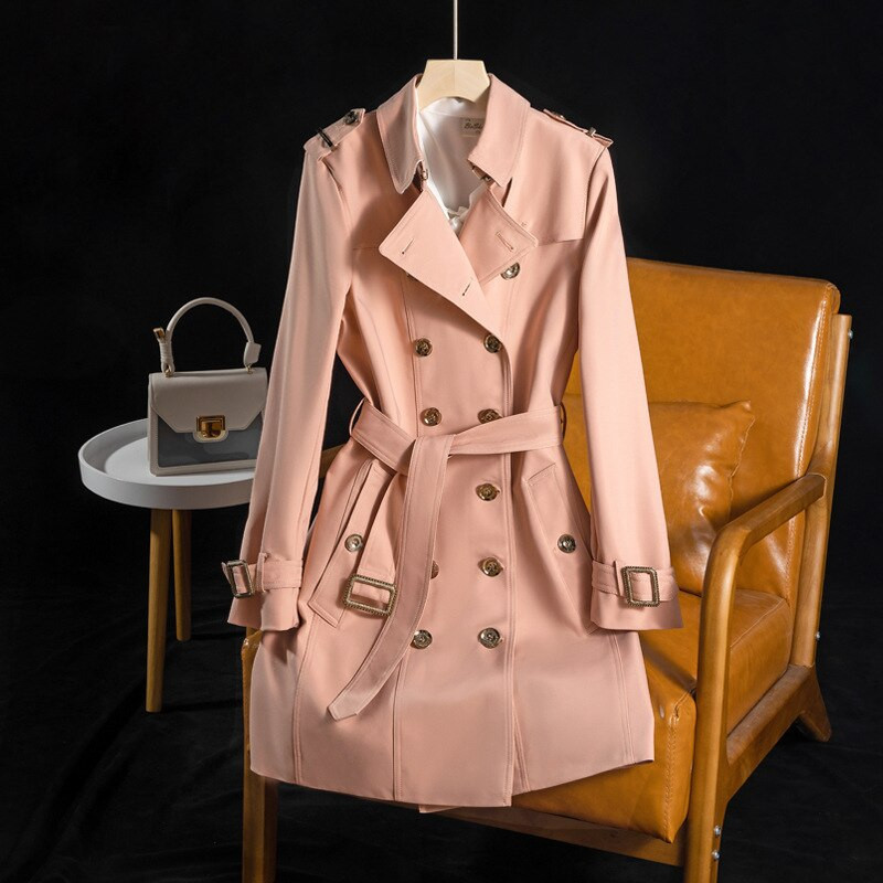 Pavasara un rudens korejiešu sieviešu gara vējjaka ar divrindu vējjaku ar sieviešu mēteli Ikdienas brīvs mētelis