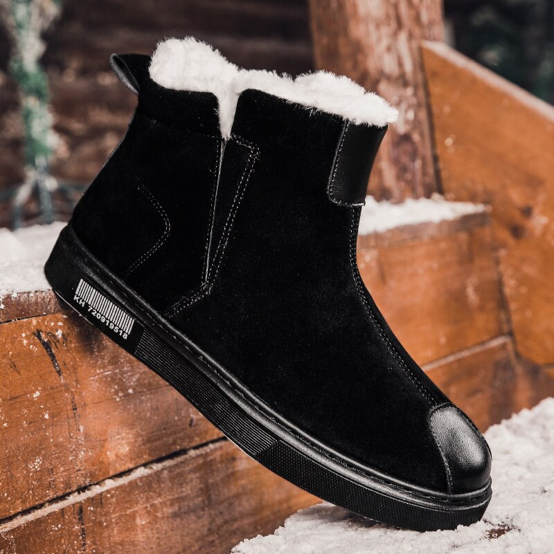 Marka Zimske čizme Plišane čizme za snijeg Muške super tople crne muške čizme za vanjsku upotrebu Okrugle prste Slip-On Udobne ležerne ravne cipele