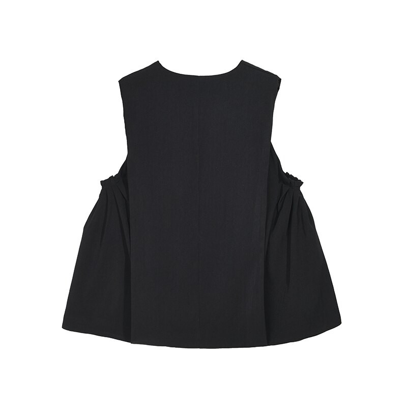 [EWQ] Melns apģērbs 2022. gada rudens ziema, jauns korejiešu brīvs ikdienas kafijas jaka, kroku lietussargs, kostīms, veste, mētelis sievietēm, sieviešu tops