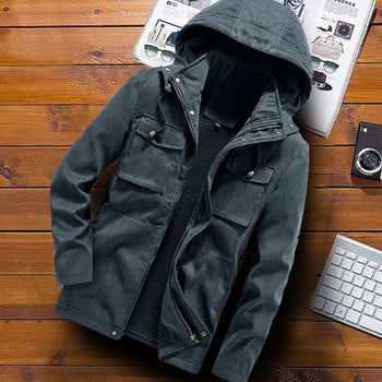 Parka Jacket Ανδρικό στρατιωτικό χειμωνιάτικο μπουφάν με κουκούλα Ανδρικά ρούχα μόδας με γούνα χοντρό μπουφάν Ζεστά παλτό Outdoor Plus μέγεθος 6XL