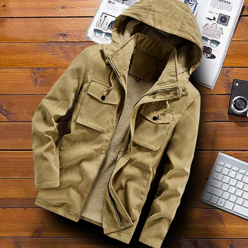 Parka Jacket Ανδρικό στρατιωτικό χειμωνιάτικο μπουφάν με κουκούλα Ανδρικά ρούχα μόδας με γούνα χοντρό μπουφάν Ζεστά παλτό Outdoor Plus μέγεθος 6XL