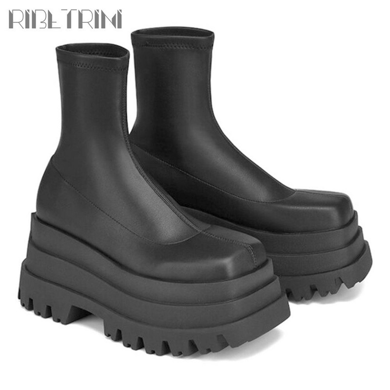 Punk Goth Γυναικείες μπότες μοτοσικλέτας Χοντρά ψηλοτάκουνα παπούτσια πλατφόρμας Πολυτελές σχέδιο μόδας Ολοκαίνουργιες δροσερές γυναικείες μπότες δρόμου