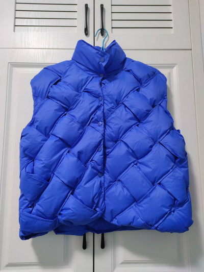 2022. gada ziemas baltā pīļu dūnu veste sieviešu modes, vienrindas apkakles bezpiedurknēm jaka, austa veste, sieviešu vaļīga veste