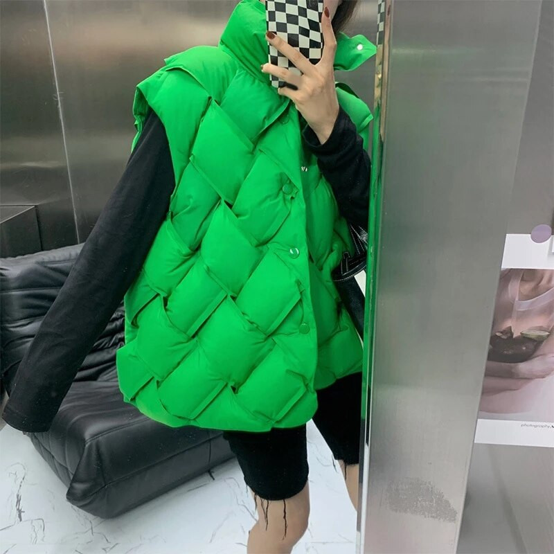 2022. gada ziemas baltā pīļu dūnu veste sieviešu modes, vienrindas apkakles bezpiedurknēm jaka, austa veste, sieviešu vaļīga veste