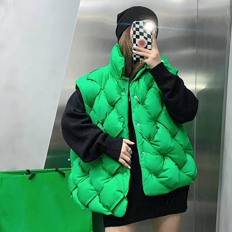 2022. gada ziemas baltā pīļu dūnu veste sieviešu modes, vienrindas apkakles bezpiedurknēm jaka, austa veste, sieviešu vaļīga veste