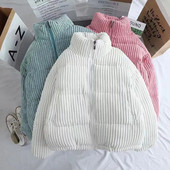 Κορεατικό στυλ 2022 Χειμερινό βελούδινο κοντό μπουφάν για γυναίκες Μαύρα φαρδιά παλτό Casual ψωμί Ζεστό κορίτσια Μεγάλο παλτό χοντρό παρκά