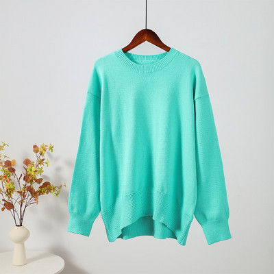 Sügistalvise kootud naiste kampsun, pikkade varrukatega O-kaelusega džemprid, lahtised, paksud soliidsed naiste pulloverid, kvaliteetsed vabaaja naiste kampsunid