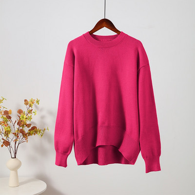 Sügistalvise kootud naiste kampsun, pikkade varrukatega O-kaelusega džemprid, lahtised, paksud soliidsed naiste pulloverid, kvaliteetsed vabaaja naiste kampsunid