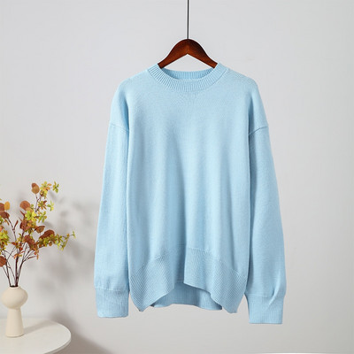 Sügistalvise kootud naiste kampsun, pikkade varrukatega O-kaelusega džemprid, lahtised, paksud soliidsed naiste pulloverid, kvaliteetsed vabaaja naiste kampsunid