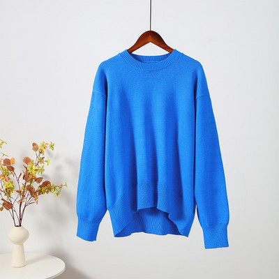 Sügistalvise kootud naiste kampsun, pikkade varrukatega O-kaelusega džemprid, lahtised, paksud soliidsed naiste pulloverid, kvaliteetsed vabaaja naiste kampsunid