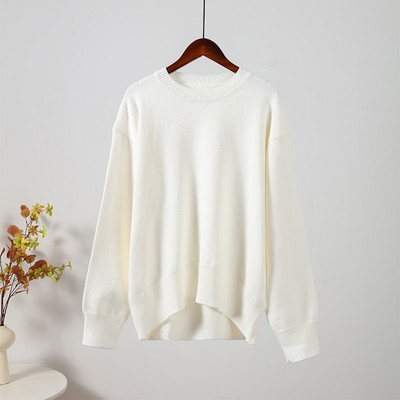 Sügistalvise kootud naiste kampsun, pikkade varrukatega O-kaelusega džemprid, lahtised, paksud soliidsed naiste pulloverid, kvaliteetsed vabaaja naiste kampsunid