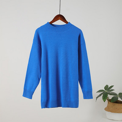 Sügistalvise kootud naiste kampsun, pikkade varrukatega O-kaelusega džemprid, lahtised, paksud soliidsed naiste pulloverid, kvaliteetsed vabaaja naiste kampsunid