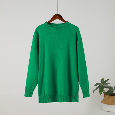 Sügistalvise kootud naiste kampsun, pikkade varrukatega O-kaelusega džemprid, lahtised, paksud soliidsed naiste pulloverid, kvaliteetsed vabaaja naiste kampsunid