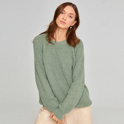 Sügistalvise kootud naiste kampsun, pikkade varrukatega O-kaelusega džemprid, lahtised, paksud soliidsed naiste pulloverid, kvaliteetsed vabaaja naiste kampsunid