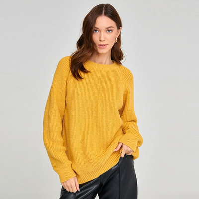 Sügistalvise kootud naiste kampsun, pikkade varrukatega O-kaelusega džemprid, lahtised, paksud soliidsed naiste pulloverid, kvaliteetsed vabaaja naiste kampsunid