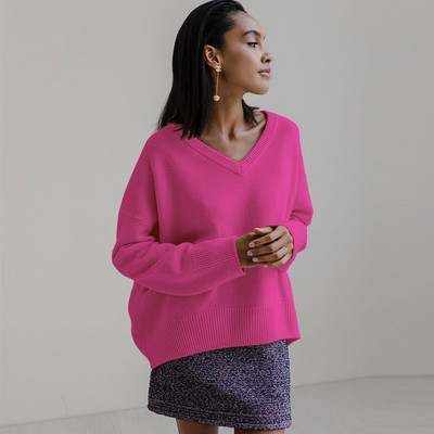 Sügistalvise kootud naiste kampsun, pikkade varrukatega O-kaelusega džemprid, lahtised, paksud soliidsed naiste pulloverid, kvaliteetsed vabaaja naiste kampsunid