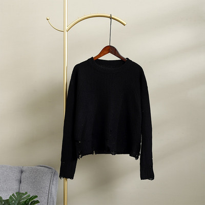 Sügistalvise kootud naiste kampsun, pikkade varrukatega O-kaelusega džemprid, lahtised, paksud soliidsed naiste pulloverid, kvaliteetsed vabaaja naiste kampsunid