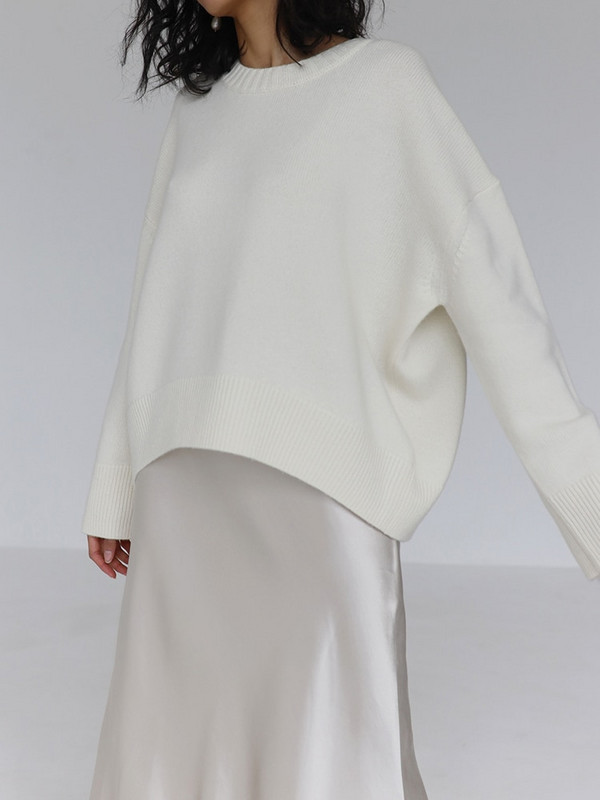 Sügistalvise kootud naiste kampsun, pikkade varrukatega O-kaelusega džemprid, lahtised, paksud soliidsed naiste pulloverid, kvaliteetsed vabaaja naiste kampsunid