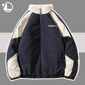 Ziemas Patchwork Parkas Vīriešu Hip Hop Krāsa Block Biezi Silti Polsterētas Jakas High Street Streetwear Puffer College Bubble Coats