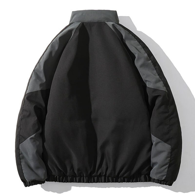 Ziemas Patchwork Parkas Vīriešu Hip Hop Krāsa Block Biezi Silti Polsterētas Jakas High Street Streetwear Puffer College Bubble Coats