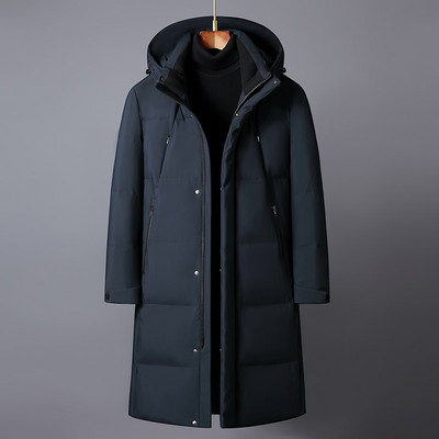 Zimske donje jakne za muškarce Brand 2022. Novi dugi kaput visoke kvalitete s bijelim pačjim paperjem Muški kaput s kapuljačom, debele tople crne parke
