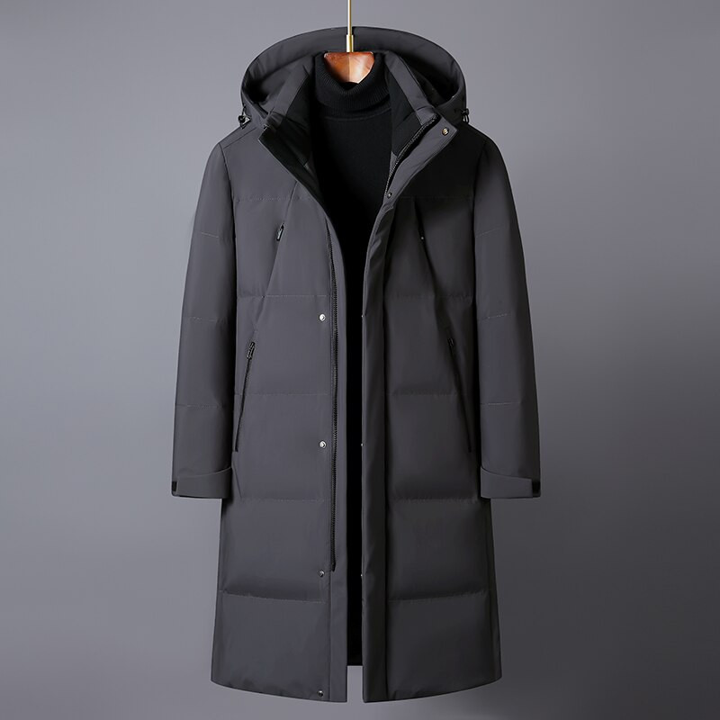 Zimske donje jakne za muškarce Brand 2022. Novi dugi kaput visoke kvalitete s bijelim pačjim paperjem Muški kaput s kapuljačom, debele tople crne parke