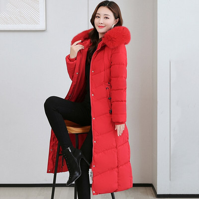 Sieviešu rudens ziemas sabiezināti silti gari parki Sieviešu ikdienas vienkrāsaini liela kabata kažoki ar kapuci gari mēteļi virsdrēbes