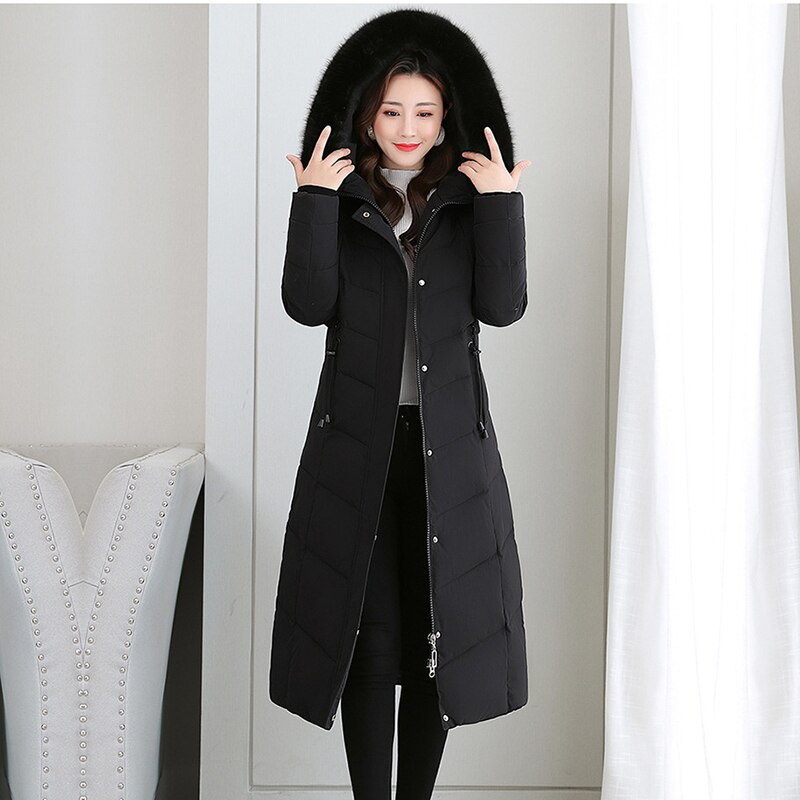 Sieviešu rudens ziemas sabiezināti silti gari parki Sieviešu ikdienas vienkrāsaini liela kabata kažoki ar kapuci gari mēteļi virsdrēbes