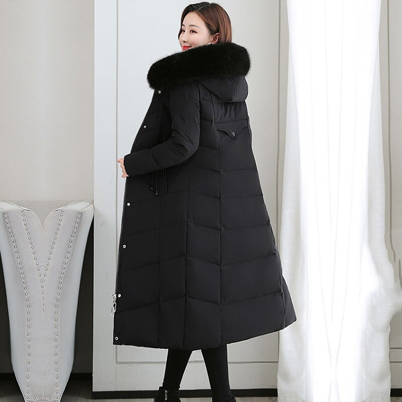 Sieviešu rudens ziemas sabiezināti silti gari parki Sieviešu ikdienas vienkrāsaini liela kabata kažoki ar kapuci gari mēteļi virsdrēbes