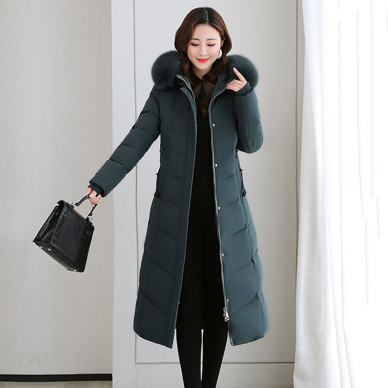 Sieviešu rudens ziemas sabiezināti silti gari parki Sieviešu ikdienas vienkrāsaini liela kabata kažoki ar kapuci gari mēteļi virsdrēbes