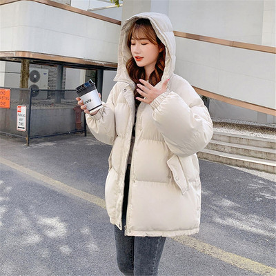 Divat meleg dzseki kapucnis kabátok Női bő pamut bélésű dzsekik Női téli hétköznapi parkok női felsőruházat