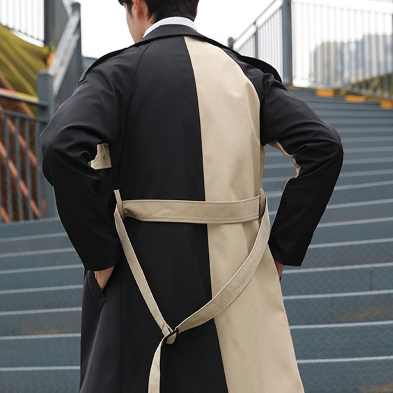 Rudens vējjaka, modes jaka ar divrindu garu vīriešu jaka Ielu apģērbi, kontrasta šuves, vīriešu Abrigo Hombre Trench Jaka vīriešiem