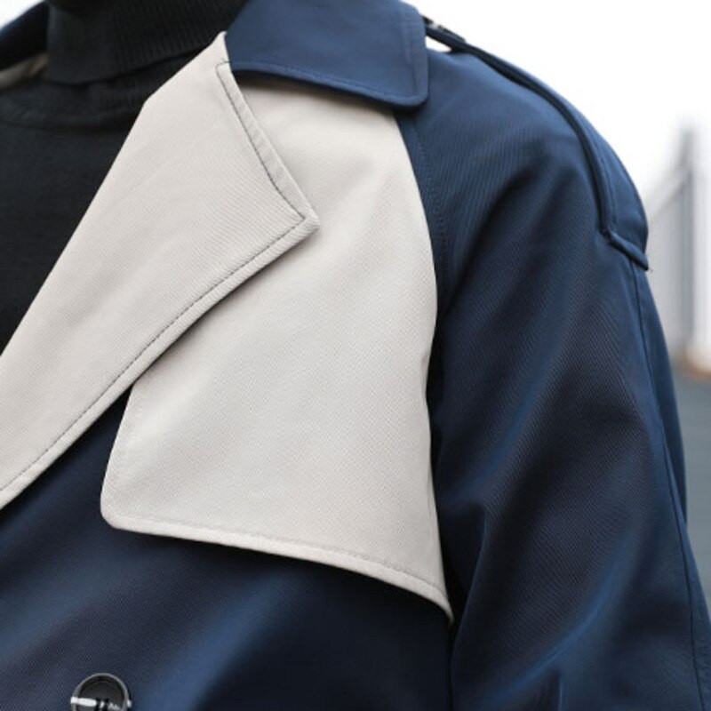 Rudens vējjaka, modes jaka ar divrindu garu vīriešu jaka Ielu apģērbi, kontrasta šuves, vīriešu Abrigo Hombre Trench Jaka vīriešiem