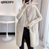 Φθινόπωρο Χειμώνας Μεσαίου μήκους Faux Lambs Ζεστό γιλέκο Γυναικείο Gilet Teddy αμάνικο παλτό Κορεατικό γιλέκο έξω από casual πανωφόρι Chalecos