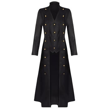 Ανδρικά Steampunk Vintage μακριά καμπαρντίνα Gothic Victorian Frock Coat Ομοιόμορφα μεσαιωνικά ρετρό τζάκετ Ανδρική αποκριάτικη στολή Cosplay