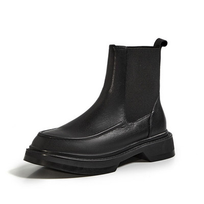 Καυτές γυναικείες μπότες ρετρό βρετανικού στυλ Slip On Chelsea Boots Μόδα μποτάκια με στρογγυλά δάχτυλα Flat μπότες Γυναικεία παπούτσια