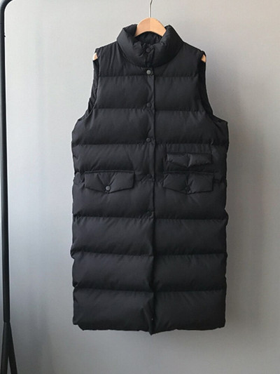 Jesen Zima Dugi prsluk Ženska pamučna jakna bez rukava Korejski ležerni jednobojni prsluk Modni labavi topli puh kaput Veste Femme