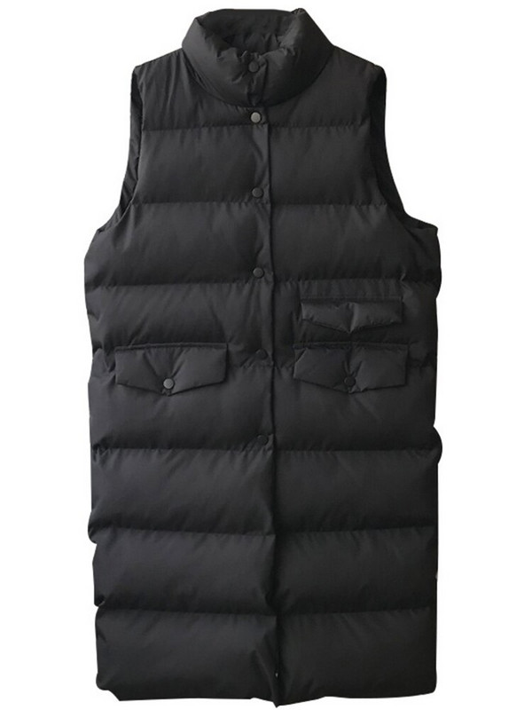 Jesen Zima Dugi prsluk Ženska pamučna jakna bez rukava Korejski ležerni jednobojni prsluk Modni labavi topli puh kaput Veste Femme