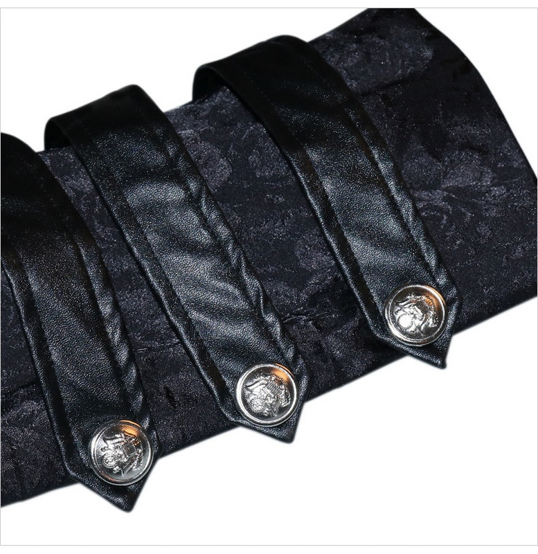 Melna Steampunk Vintage fraka jaka Mens Goth Victorian Frock Coat Uniforma Melns Ādas Gothic Cape Coat Helovīna kostīms