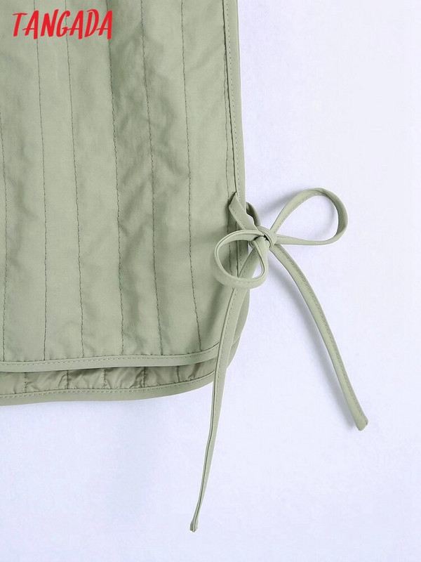 Tangada ženski zeleni skraćeni kratki prsluk Parke s gumbima 2021. Ženska gornja odjeća bez rukava CE71