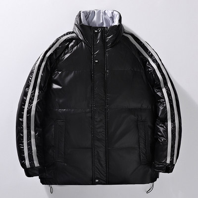 Vīriešu jaka modes bieza silta vīriešu baltā pīle dūnu jakas ikdienišķa statīvs apkakle Virsdrēbes āra vēja necaurlaidīgi mēteļi