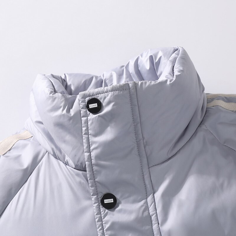 Vīriešu jaka modes bieza silta vīriešu baltā pīle dūnu jakas ikdienišķa statīvs apkakle Virsdrēbes āra vēja necaurlaidīgi mēteļi