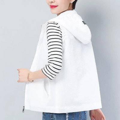 Preveliki 5XL ružičasti prsluk s kapuljačom Ženska 2022. proljeće ljeto tanka podstava široka jakna bez rukava ležerna s patentnim zatvaračem Chaleco Mujer